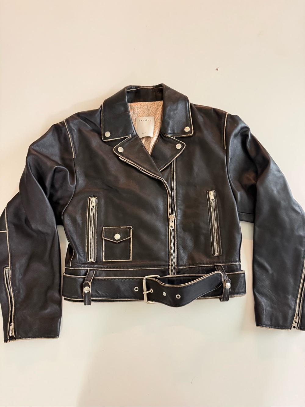 Sandro Black Leather Biker Jacket - Picture 9 of 11
